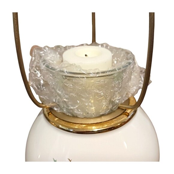 Lenox Holiday Tartan Candle Lamp Holly Leaves Gold Rim Christmas Gift # 6238752 - Picture 6 of 7